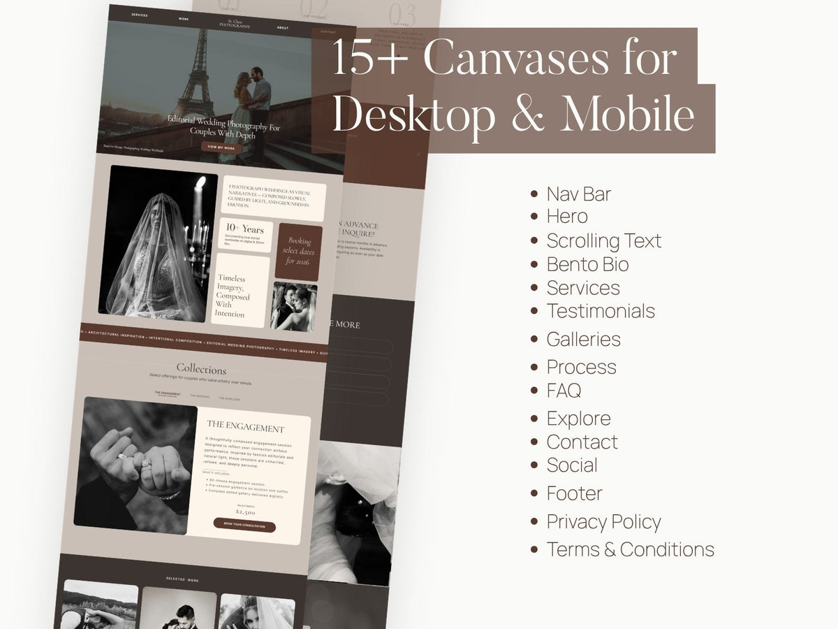 The St. Clare - One-Page Showit Website for Photographers