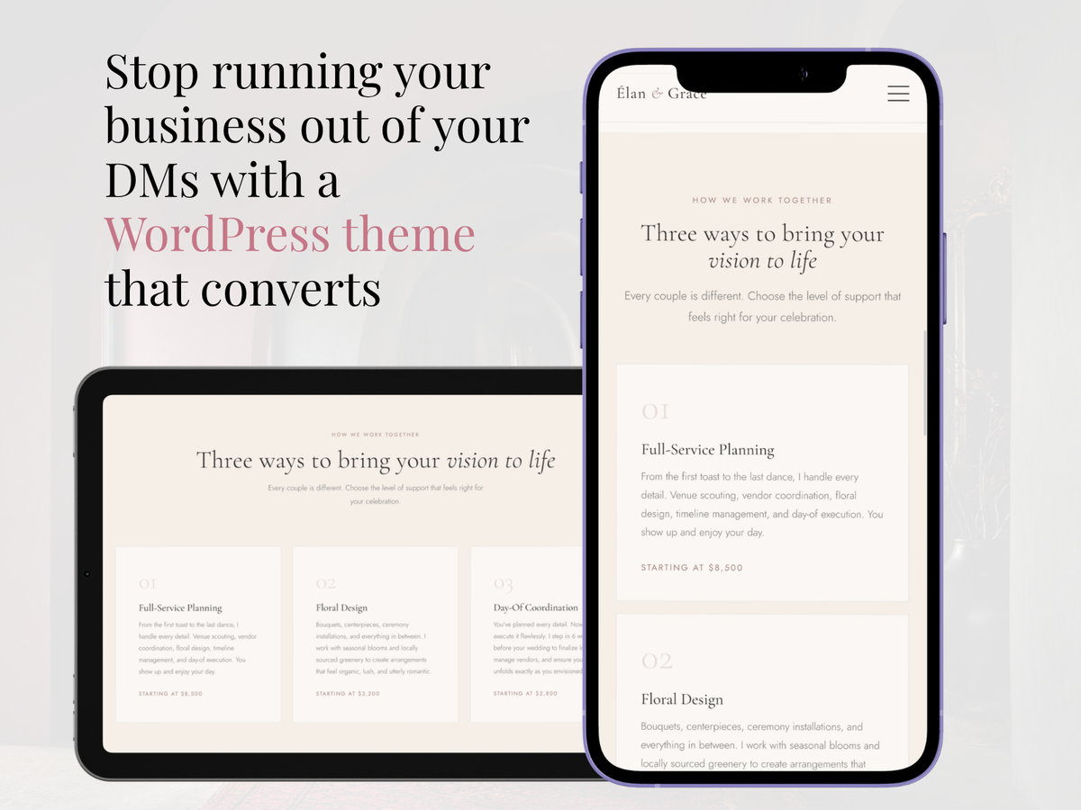 Our Lady of Cana — WordPress Theme for Wedding Planners